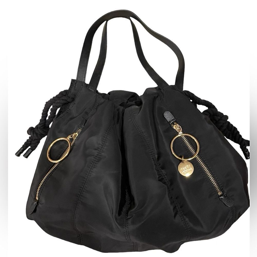 EUC See By Chloe Flo Nylon Shoulder Bag in Black